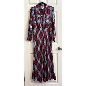 ANTHONY RICHARDS Vintage 1992 Plaid Button Down Shirt Maxi Dress